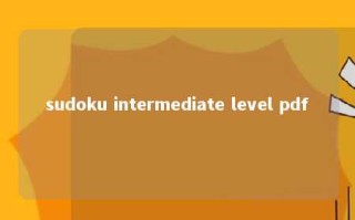 sudoku intermediate level pdf 