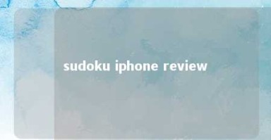 sudoku iphone review 